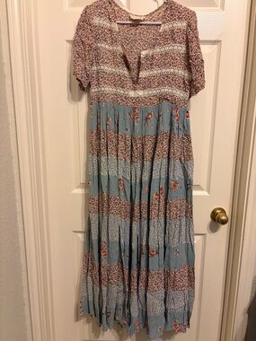 Vivienne Tam Cream Floral Blouse with Pink and Blue Accents